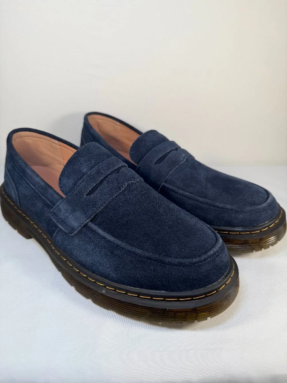 NWOT SENNYO Blue Suede Leather Penny Loafer Shoes 9.5